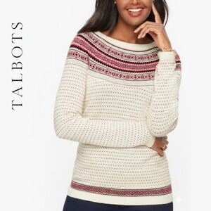 Sz S Vintage-style Talbots Lambswool Nordic Fair Isle Crewneck Sweater Pullover